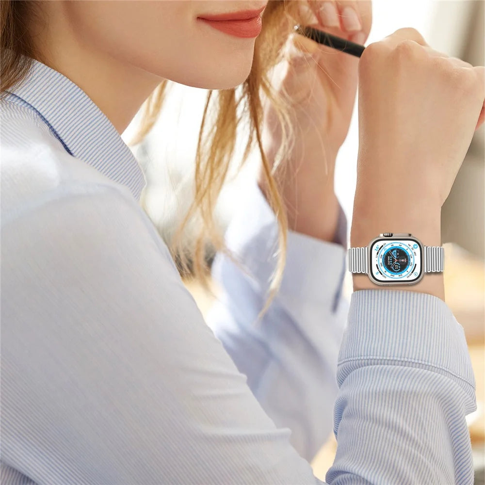 Watch Band for Apple Watch Series 11 10 42mm / 9 8 7 41mm / SE3 SE2 SE 6 5 4 40mm / 3 2 1 38mm Adjustable Hollow Wrist Strap - Silver - 5