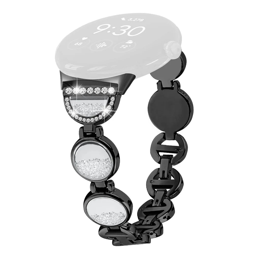 Quicksand Watch Band for Google Pixel Watch 4 41mm / Watch 3 41mm / Watch 2 / Watch Rhinestone Decorated Watch Strap - Black - 1