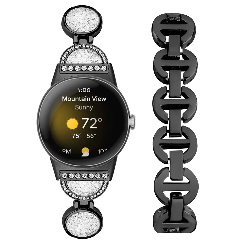 Quicksand Watch Band for Google Pixel Watch 4 41mm / Watch 3 41mm / Watch 2 / Watch Rhinestone Decorated Watch Strap - Black - 3