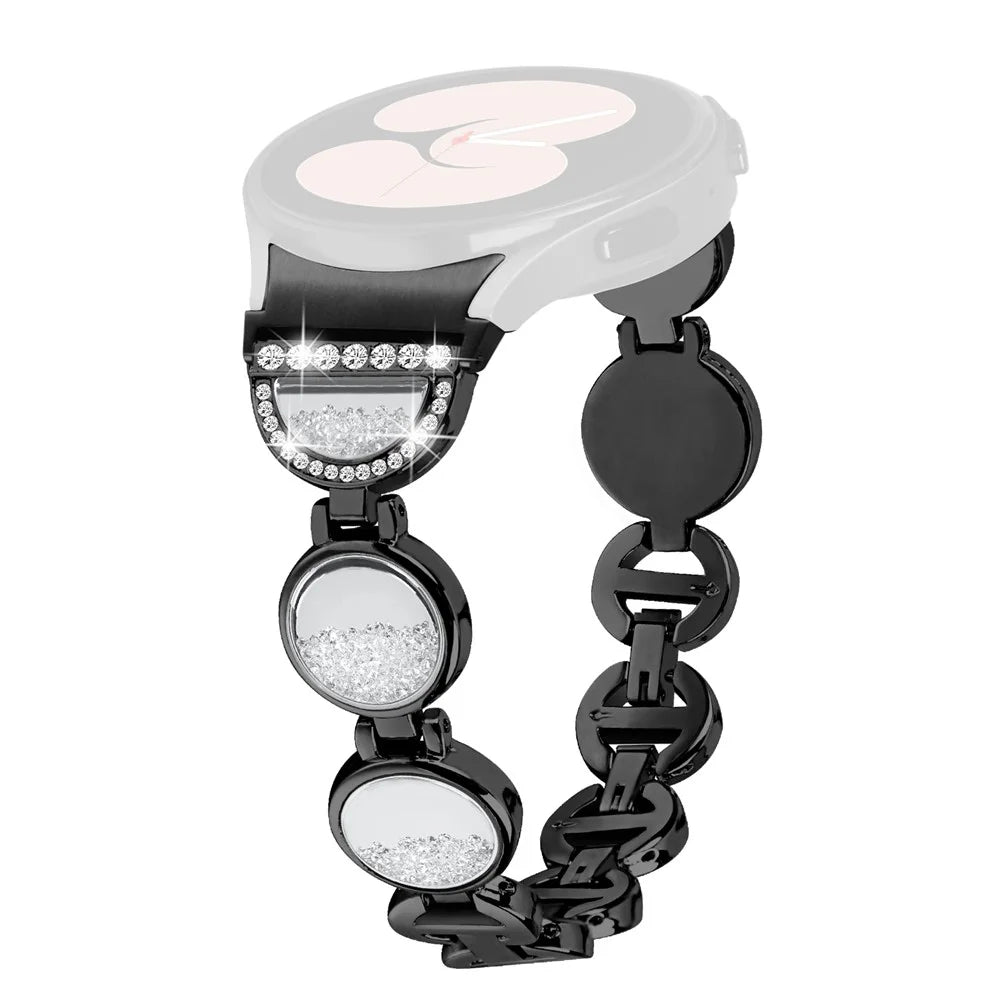For Samsung Galaxy Watch4 Active 40mm / 44mm / Watch4 Classic 42mm / 46mm Strap Quicksand Rhinestone Watch Band - Black - 1