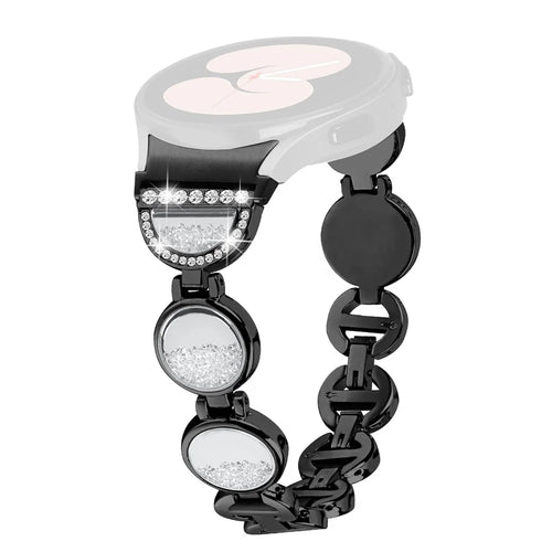 For Samsung Galaxy Watch4 Active 40mm / 44mm / Watch4 Classic 42mm / 46mm Strap Quicksand Rhinestone Watch Band - Black - 1