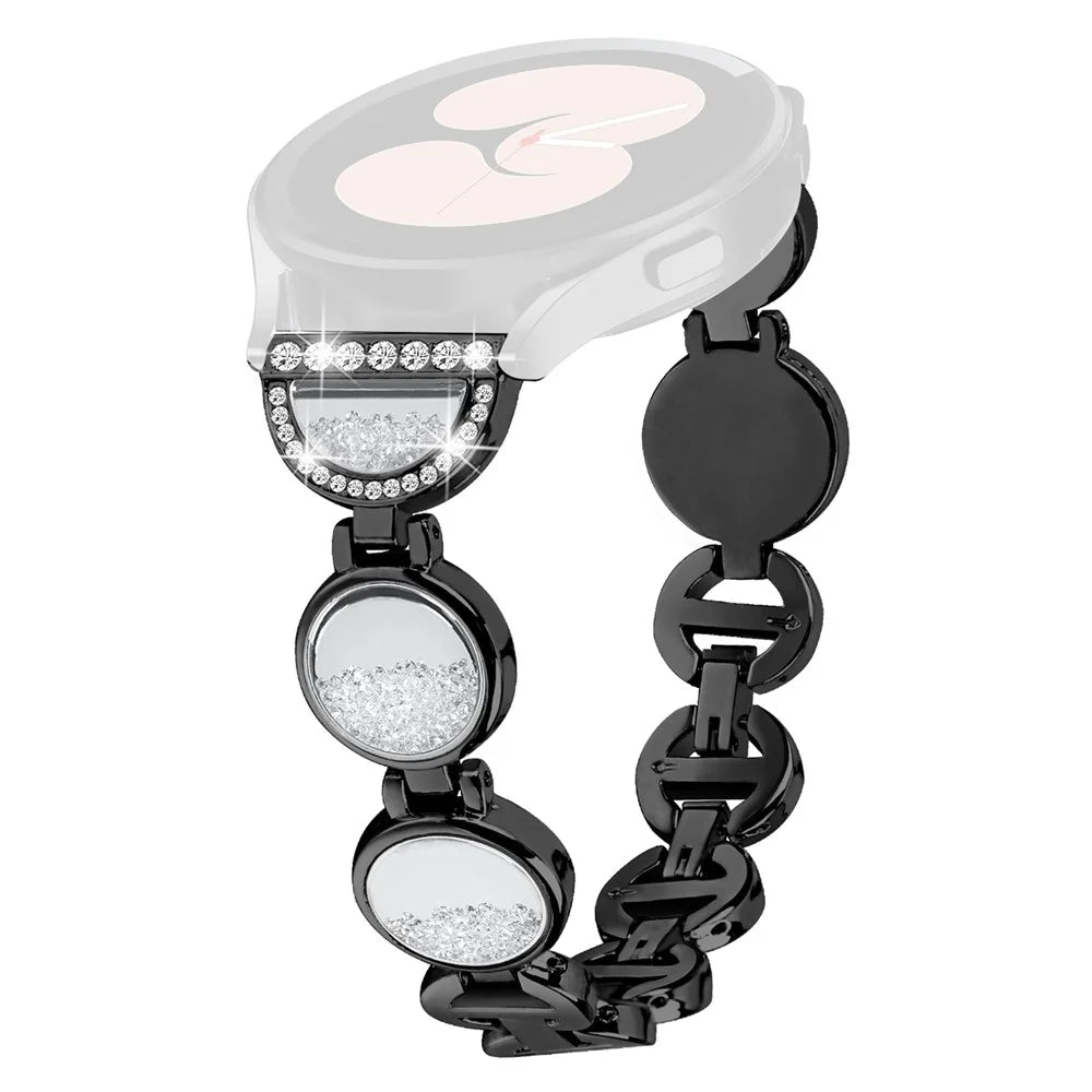 For Amazfit GTS / BIP / BIP Lite Watch Band Rhinestone Decorated Quicksand Watch Strap 20mm - Black - 1