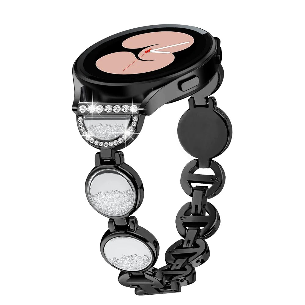 For Amazfit GTS / BIP / BIP Lite Watch Band Rhinestone Decorated Quicksand Watch Strap 20mm - Black - 2