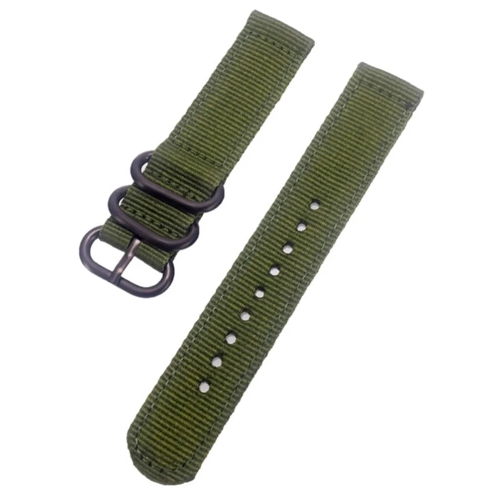 20mm Universal Smart Watch Replacement Nylon Band 3 Buckles Adjustable Wrist Strap (Straight Pin) - Army Green - 1