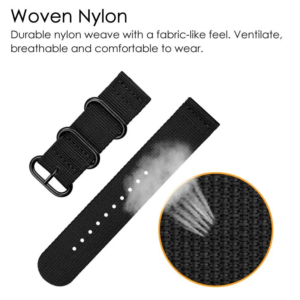 22mm Universal Smartwatch Nylon Wrist Band 3 Buckles Replacement Watch Strap (Straight Pin) - Army Green - 3