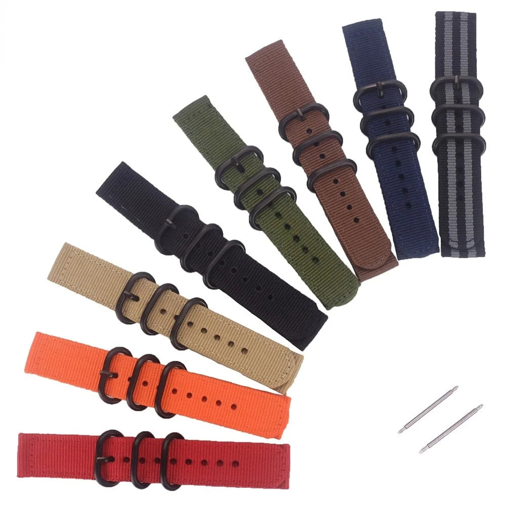 22mm Universal Smartwatch Nylon Wrist Band 3 Buckles Replacement Watch Strap (Straight Pin) - Army Green - 4