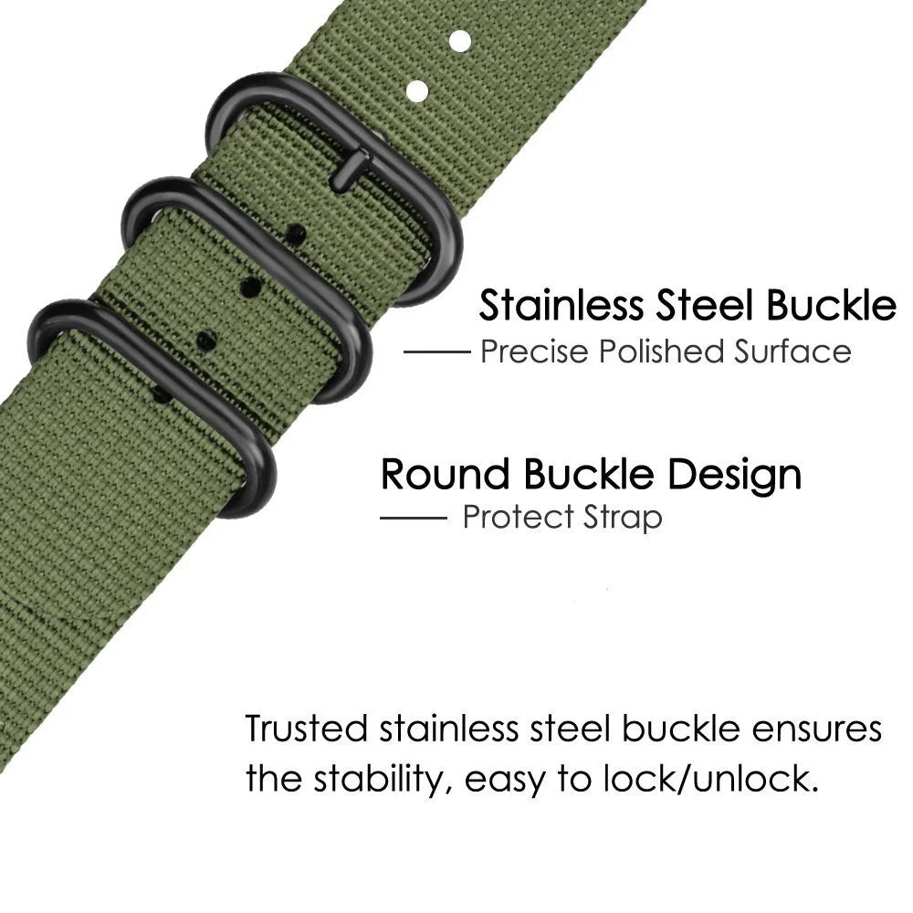 For Suunto 9 / 9 Baro / 7 / D5 Watch Strap 24mm Nylon Watchband Smart Watch Band with Round Buckle - Army Green - 2