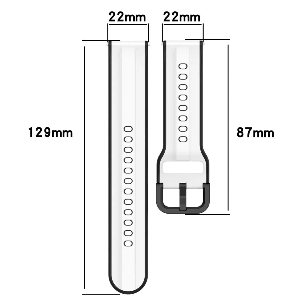 For Samsung Galaxy Watch3 41mm 45mm / Huawei Watch 3 Soft Silicone Watch Band 22mm Dual Color Watch Strap Replacement - White / Black - 6
