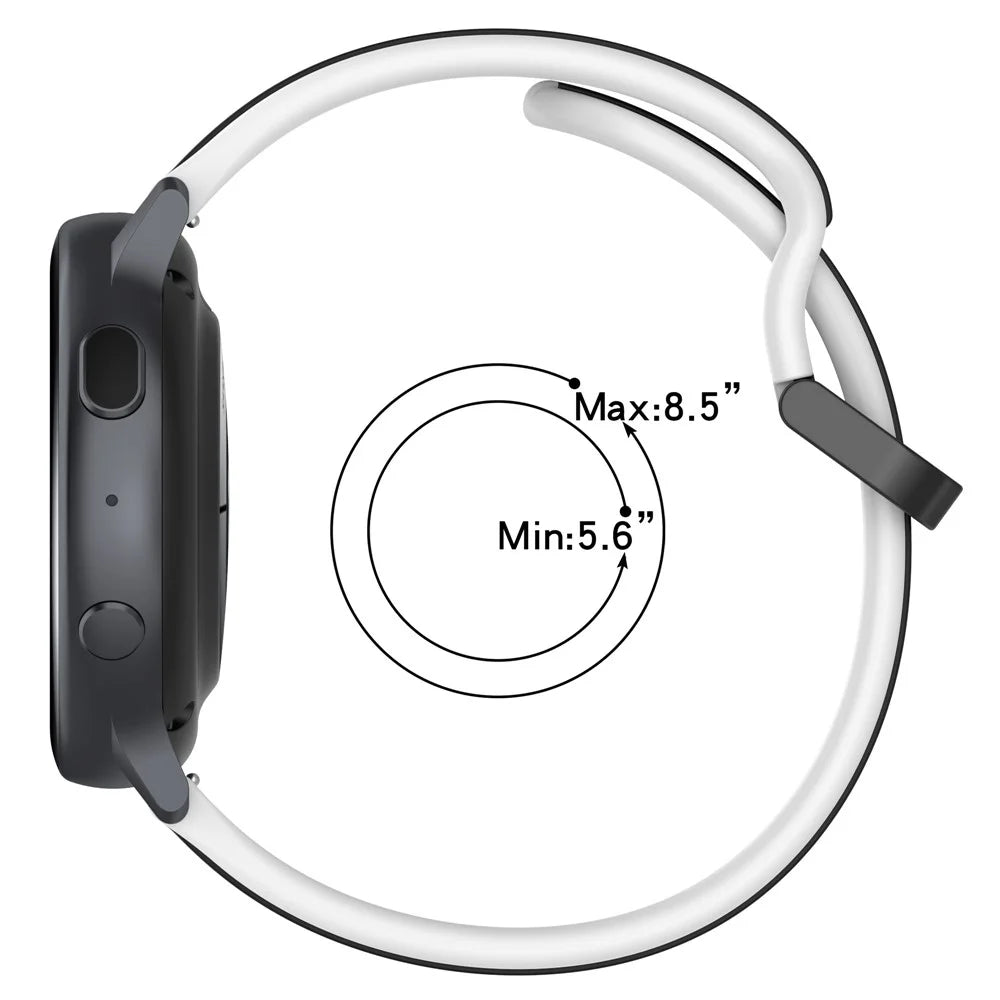 For Samsung Galaxy Watch3 41mm 45mm / Huawei Watch 3 Soft Silicone Watch Band 22mm Dual Color Watch Strap Replacement - White / Black - 7