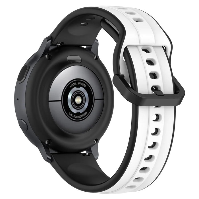 For Samsung Galaxy Watch Active2 44mm 40mm Sport Bands Dual Color 20mm Silicone Replacement Strap - White / Black - 1
