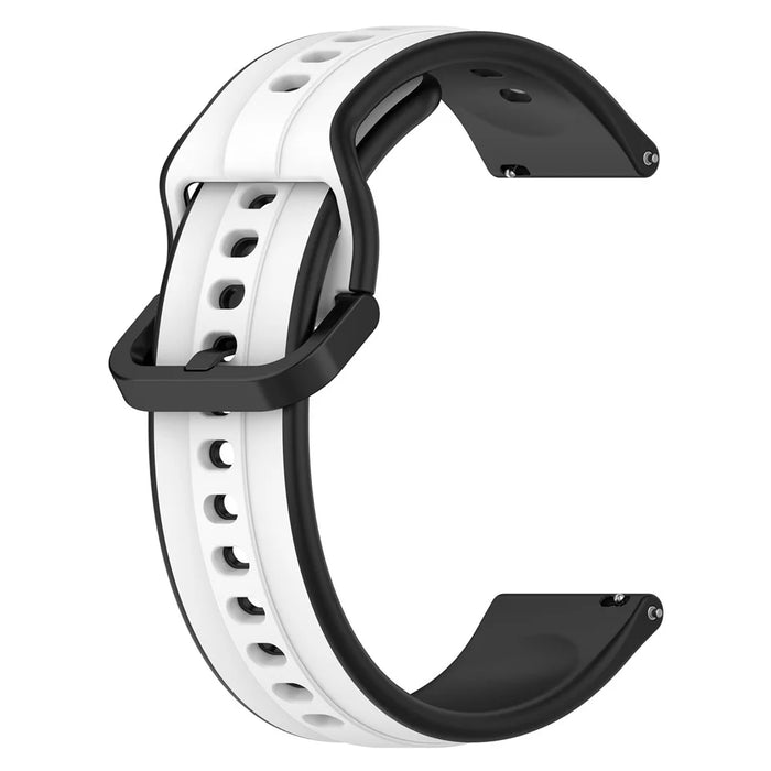 For Samsung Galaxy Watch Active2 44mm 40mm Sport Bands Dual Color 20mm Silicone Replacement Strap - White / Black - 2