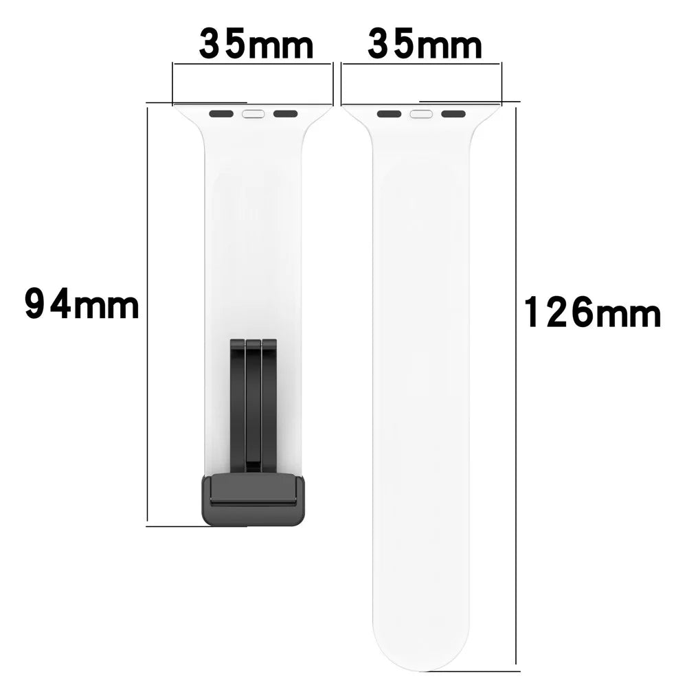 For Apple Watch Ultra 3 2 1 49mm / Series 11 10 46mm / 9 8 7 45mm / SE3 SE2 SE 6 5 4 44mm / 3 2 1 42mm Silicone Watch Band Magnetic Buckle Wrist Strap - Black / White - 6