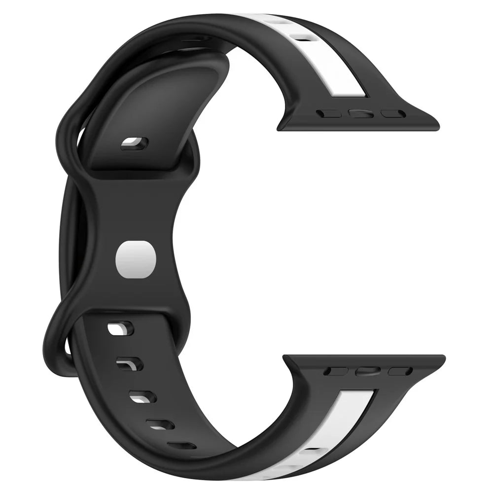 For Apple Watch Ultra 3 2 1 49mm / Series 11 10 46mm / 9 8 7 45mm / SE3 SE2 SE 6 5 4 44mm / 3 2 1 42mm Watch Strap Dual Color Silicone Watch Band - Black / White - 3