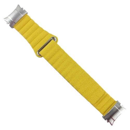 Magnetic Watch Band for Samsung Galaxy Watch6 40mm 44mm / Watch6 Classic 43mm 47mm / Watch 5 40mm 44mm / Watch4 40mm 44mm Genuine Leather Strap with Connector - Yellow - 1