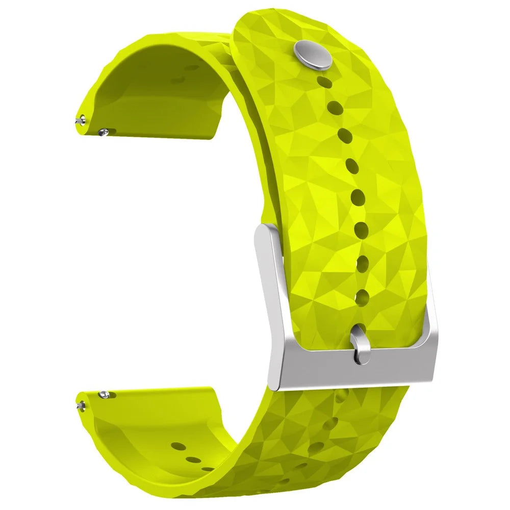 For Suunto 9 / 9 Baro Rhombus Pattern Watch Band 24mm Soft Silicone Replacement Strap - Grass Green - 1