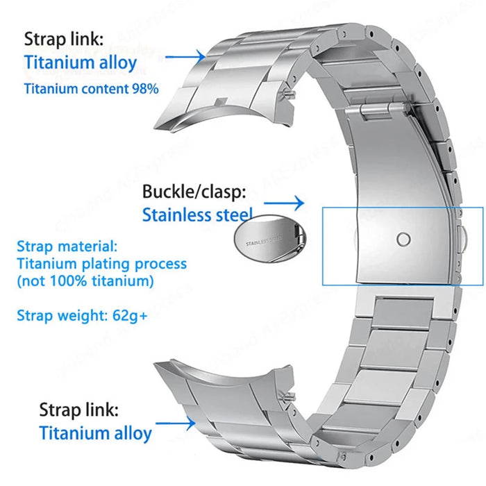For Samsung Galaxy Watch6 40mm 44mm / Watch6 Classic 43mm 47mm / Watch 5 40mm 44mm / Watch4 40mm 44mm Watch Band Titanium Alloy Wrist Strap - Black - 4