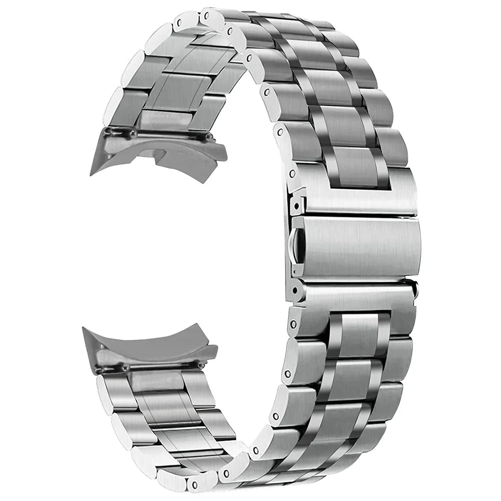 For Samsung Galaxy Watch6 40mm 44mm / Watch6 Classic 43mm 47mm / Watch 5 40mm 44mm / Watch4 40mm 44mm Watch Strap Stainless Steel Watch Band - Silver - 1