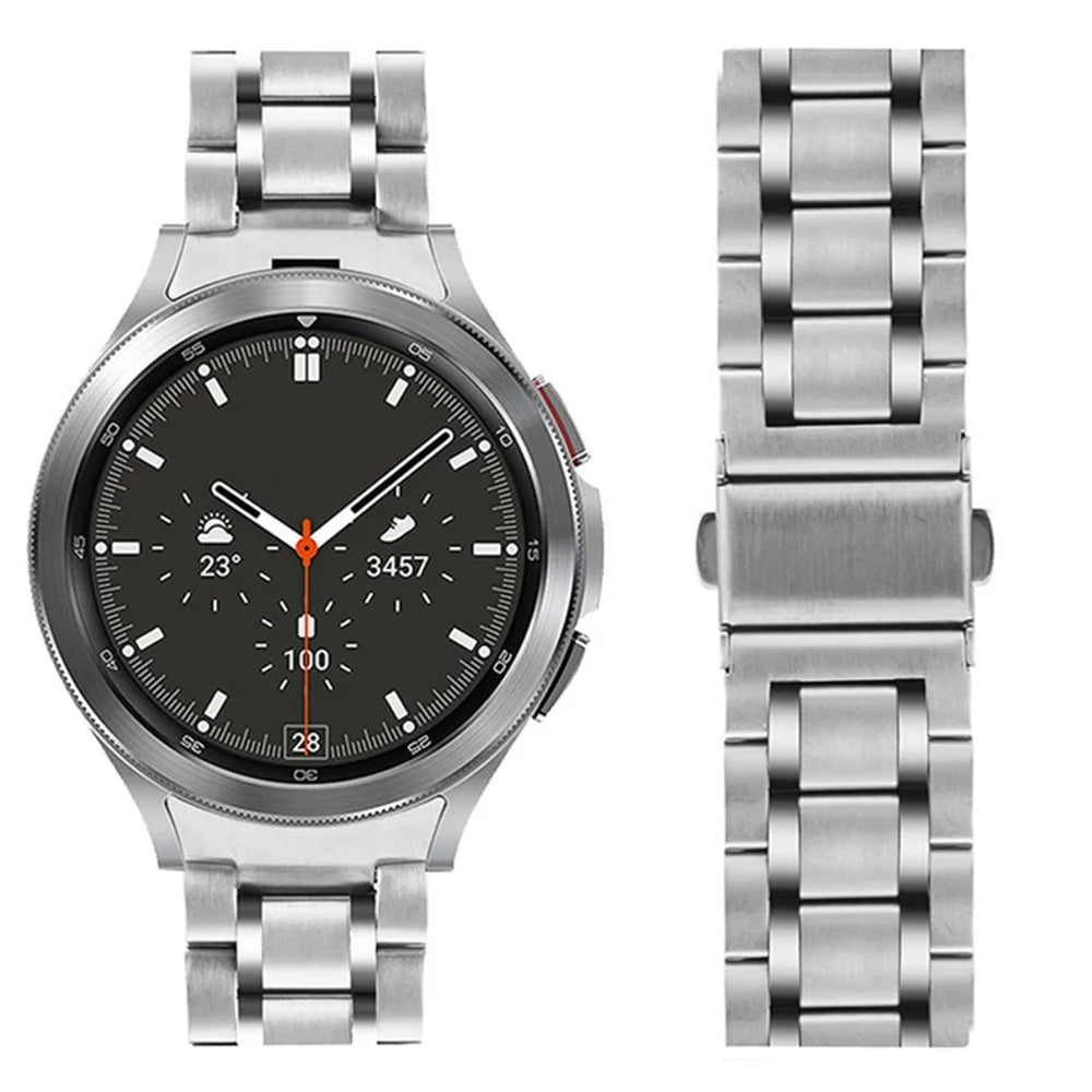 For Samsung Galaxy Watch6 40mm 44mm / Watch6 Classic 43mm 47mm / Watch 5 40mm 44mm / Watch4 40mm 44mm Watch Strap Stainless Steel Watch Band - Silver - 2