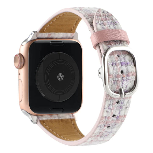 For Apple Watch Ultra 3 2 1 49mm / Series 11 10 46mm / 9 8 7 45mm / SE3 SE2 SE 6 5 4 44mm / 3 2 1 42mm Plush Grid Watch Strap - Pink - 1