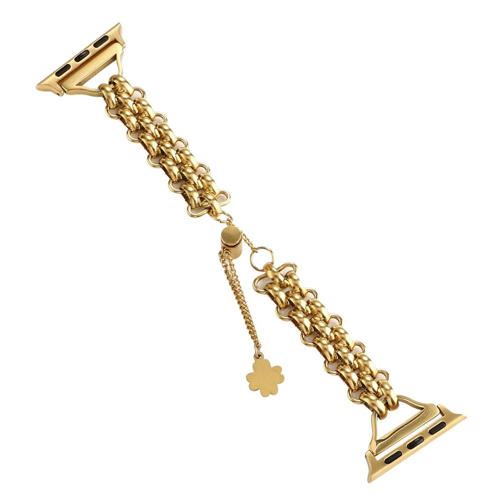 For Apple Watch Ultra 3 2 1 49mm / Series 11 10 46mm / 9 8 7 45mm / SE3 SE2 SE 6 5 4 44mm / 3 2 1 42mm Bracelet Metal Watch Strap - Gold - 1