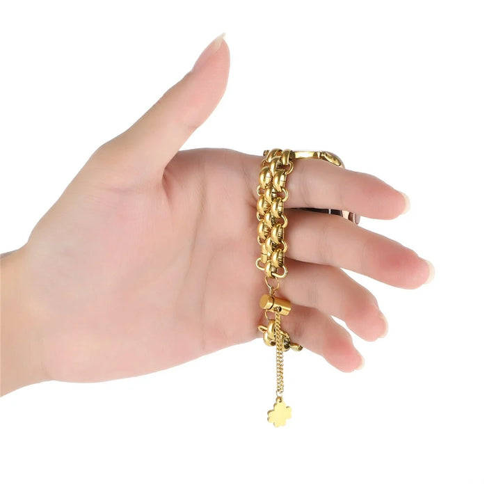 For Apple Watch Ultra 3 2 1 49mm / Series 11 10 46mm / 9 8 7 45mm / SE3 SE2 SE 6 5 4 44mm / 3 2 1 42mm Bracelet Metal Watch Strap - Gold - 7
