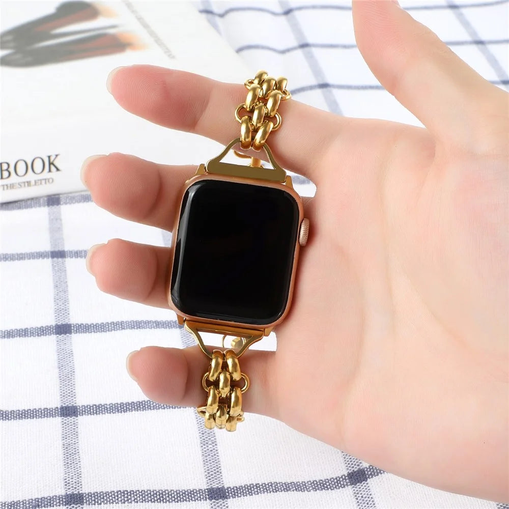 Watch Strap for Apple Watch Series 11 10 42mm / 9 8 7 41mm / SE3 SE2 SE 6 5 4 40mm / 3 2 1 38mm Metal Watch Strap Bracelet - Gold - 6