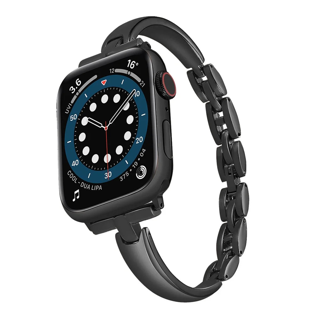 For Apple Watch Ultra 3 2 1 49mm / Series 11 10 46mm / 9 8 7 45mm / SE3 SE2 SE 6 5 4 44mm / 3 2 1 42mm Metal Watch Strap Replacement - Black - 2