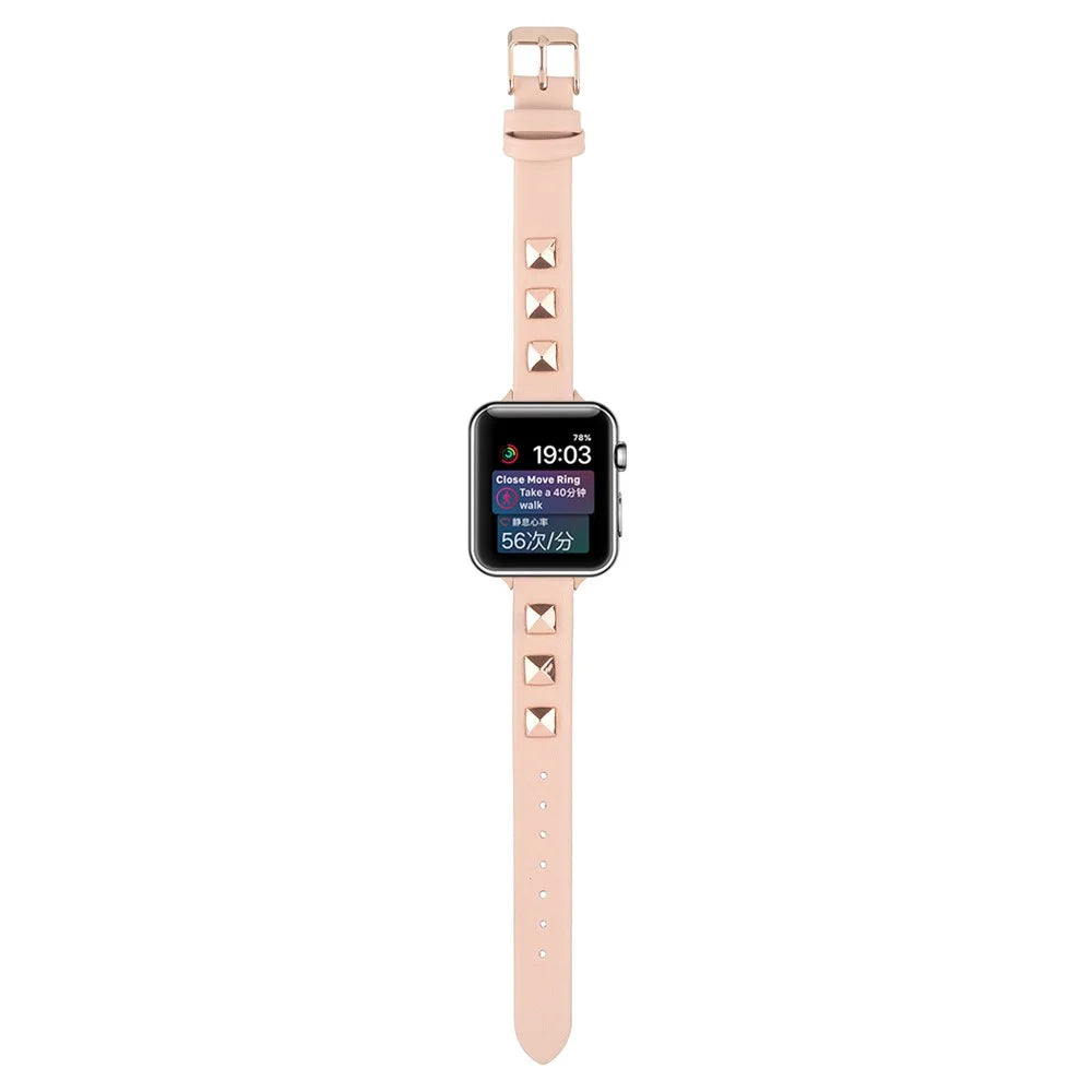 For Apple Watch Ultra 3 2 1 49mm / Series 11 10 46mm / 9 8 7 45mm / SE3 SE2 SE 6 5 4 44mm / 3 2 1 42mm Smartwatch Strap Genuine Leather Band - Pink - 5