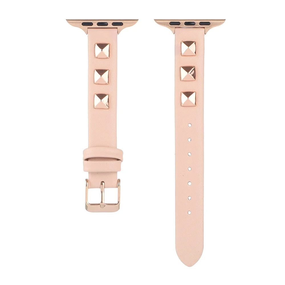 Watch Strap for Apple Watch Series 11 10 42mm / 9 8 7 41mm / SE3 SE2 SE 6 5 4 40mm / 3 2 1 38mm Genuine Leather Watch Strap Replacement - Pink - 2