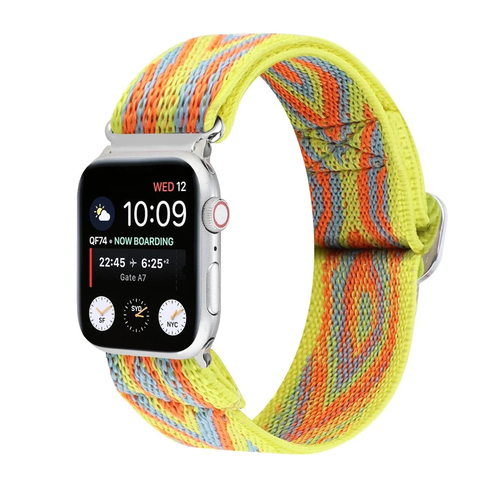 For Apple Watch Ultra 3 2 1 49mm / Series 11 10 46mm / 9 8 7 45mm / SE3 SE2 SE 6 5 4 44mm / 3 2 1 42mm Watch Strap Elastic Nylon Band - Style B - 3