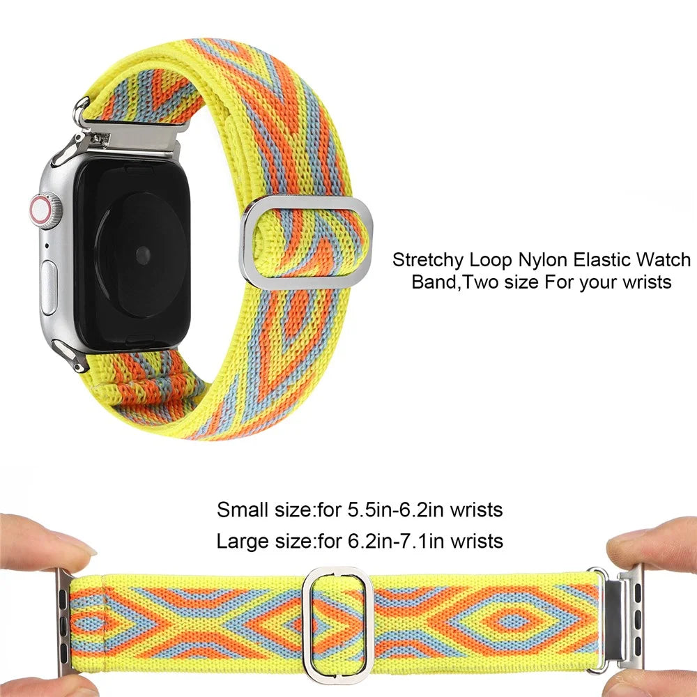 For Apple Watch Ultra 3 2 1 49mm / Series 11 10 46mm / 9 8 7 45mm / SE3 SE2 SE 6 5 4 44mm / 3 2 1 42mm Watch Strap Elastic Nylon Band - Style B - 4