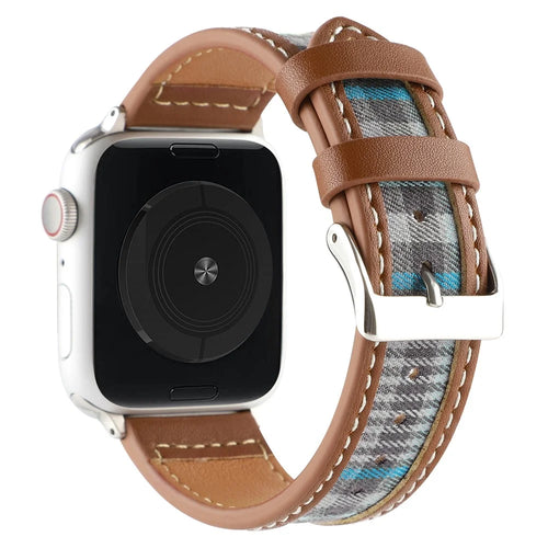 Watch Strap for Apple Watch Series 11 10 42mm / 9 8 7 41mm / SE3 SE2 SE 6 5 4 40mm / 3 2 1 38mm Cloth+Leather Band - Style A - 1