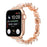 For Apple Watch Ultra 3 2 1 49mm / Series 11 10 46mm / 9 8 7 45mm / SE3 SE2 SE 6 5 4 44mm / 3 2 1 42mm Metal Watch Band Flower Docor Strap - Rose Gold - 3
