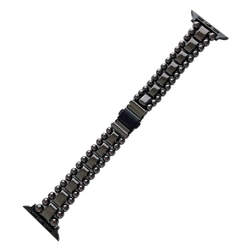 Watch Strap for Apple Watch Series 11 10 42mm / 9 8 7 41mm / SE3 SE2 SE 6 5 4 40mm / 3 2 1 38mm Metal Bead Watch Strap - Black - 1