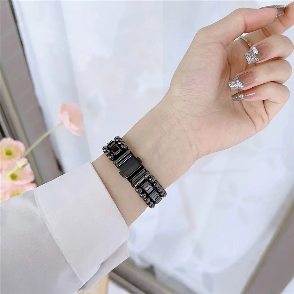 Watch Strap for Apple Watch Series 11 10 42mm / 9 8 7 41mm / SE3 SE2 SE 6 5 4 40mm / 3 2 1 38mm Metal Bead Watch Strap - Black - 2