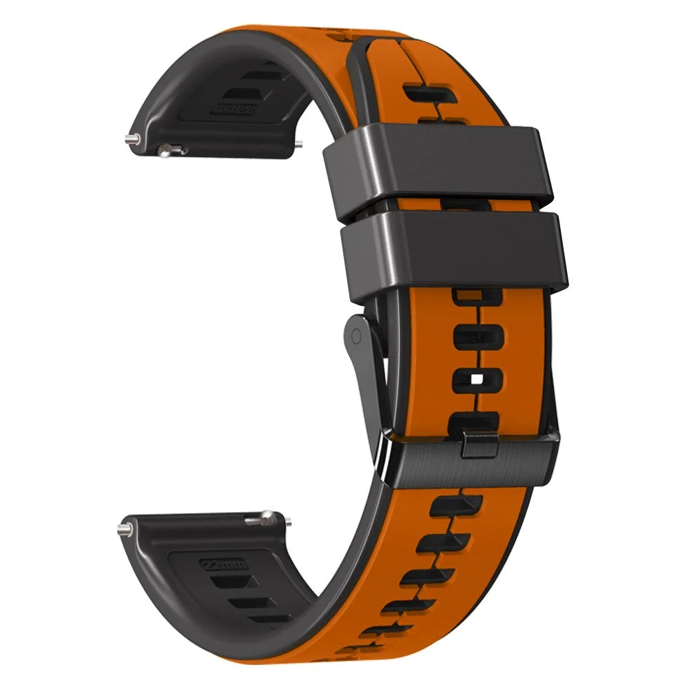 For Huawei Watch Buds / GT 3 SE / GT 3 Pro 46mm Dual Color Watch Band 22mm Silicone Watch Strap - Orange / Black - 2