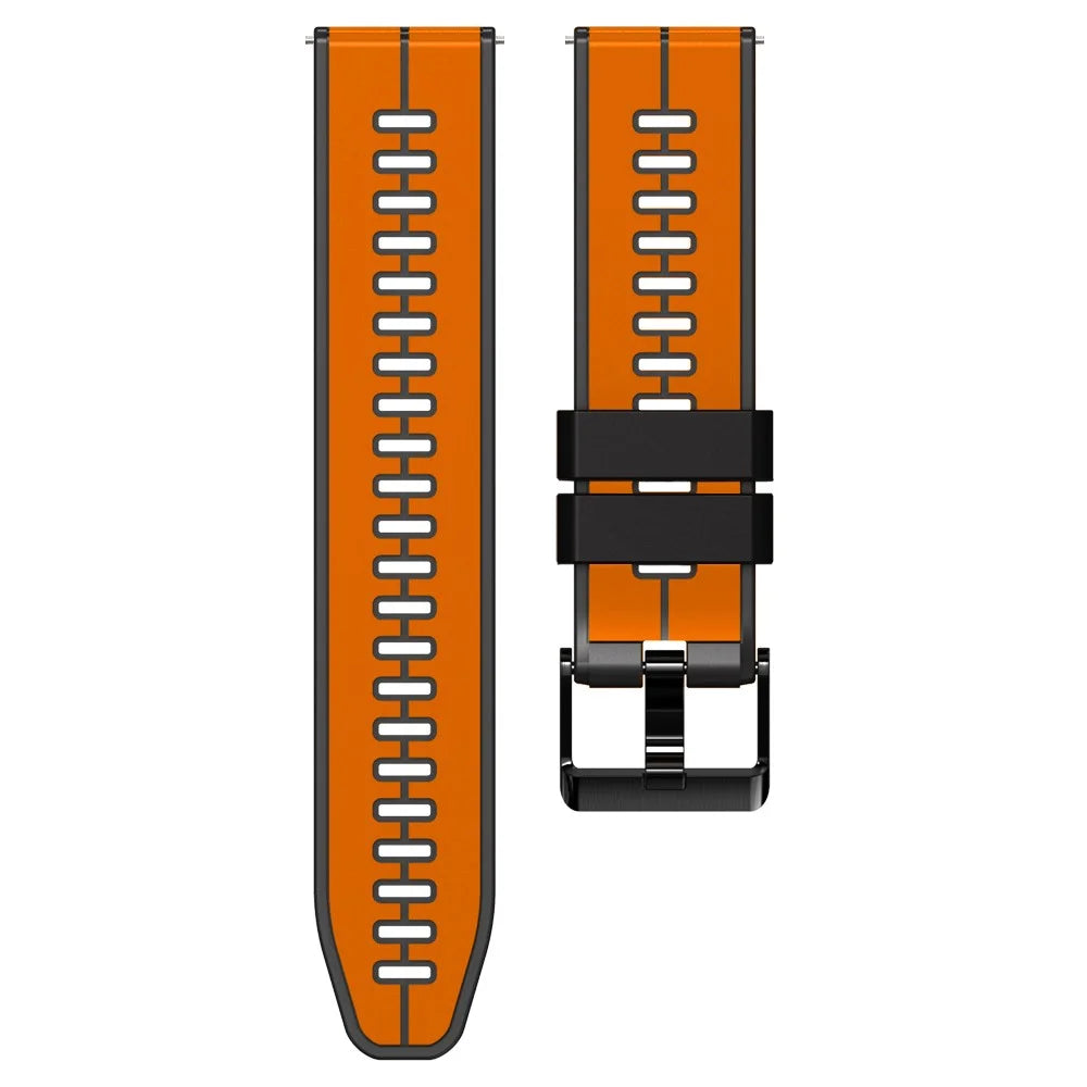 For Huawei Watch Buds / GT 3 SE / GT 3 Pro 46mm Dual Color Watch Band 22mm Silicone Watch Strap - Orange / Black - 3