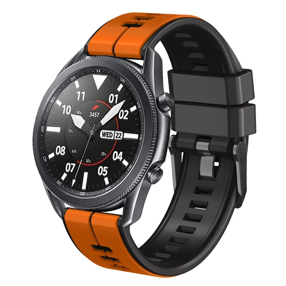 For Huawei Watch Buds / GT 3 SE / GT 3 Pro 46mm Dual Color Watch Band 22mm Silicone Watch Strap - Orange / Black - 4