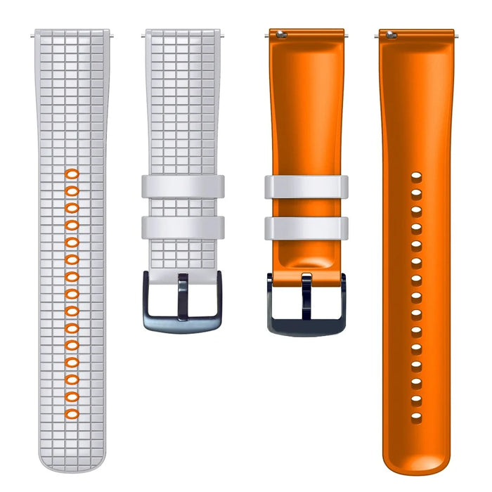 For Huami Amazfit GTS4 Mini / GTS3 / GTS2 2E Watch Strap 20mm Grids Texture Silicone Watch Band - White / Orange - 3