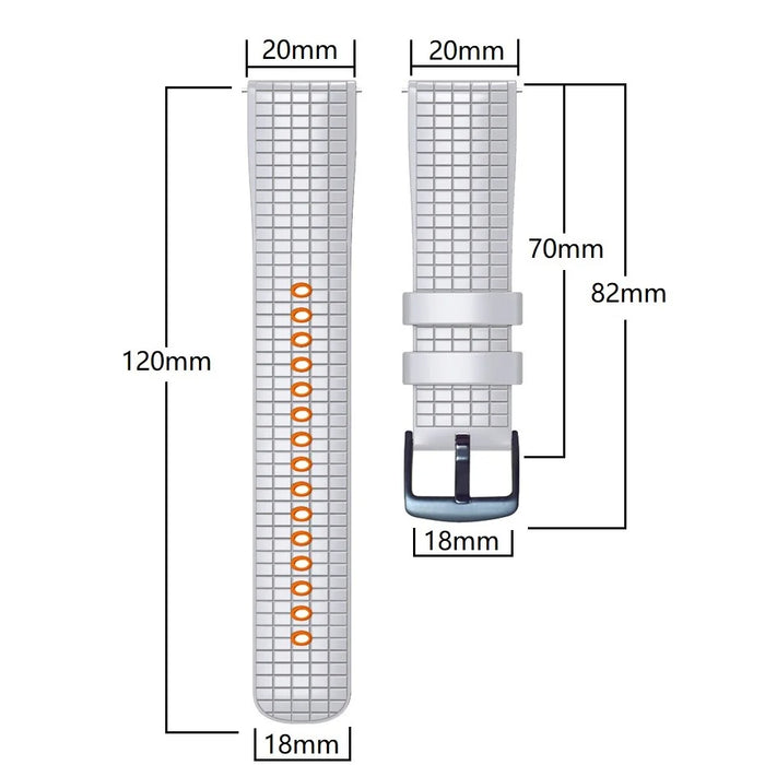 For Huami Amazfit GTS4 Mini / GTS3 / GTS2 2E Watch Strap 20mm Grids Texture Silicone Watch Band - White / Orange - 5