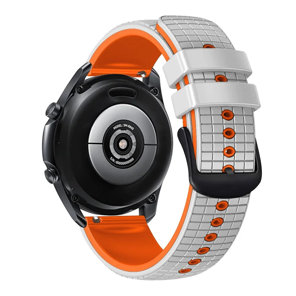 Quick Release Watch Band For Huawei Watch Buds / GT3 SE / GT3 Pro , Grids Texture 22mm Dual-Color Silicone Straps - White / Orange - 1