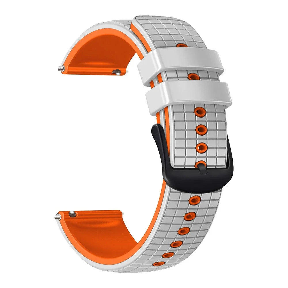 Quick Release Watch Band For Huawei Watch Buds / GT3 SE / GT3 Pro , Grids Texture 22mm Dual-Color Silicone Straps - White / Orange - 2