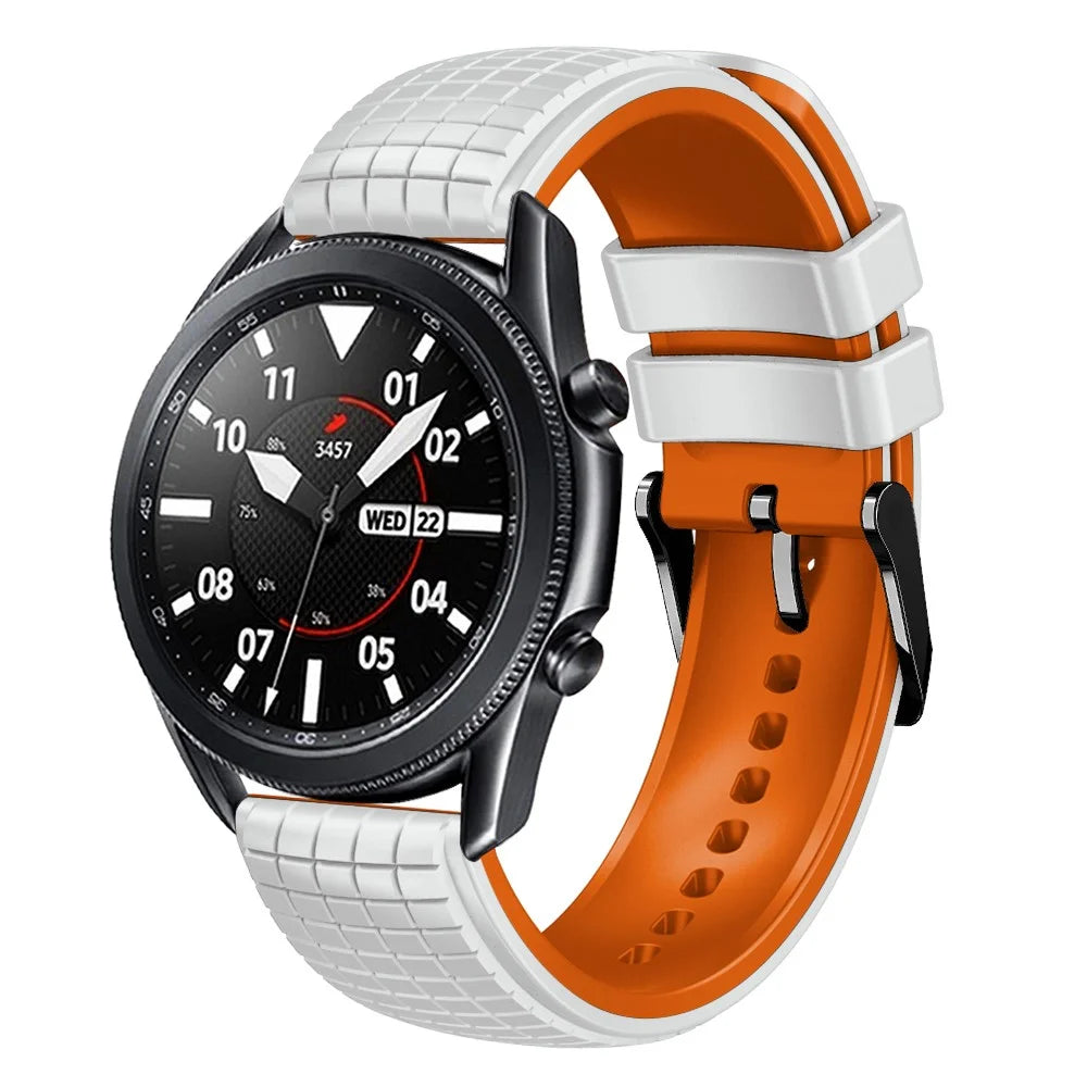Quick Release Watch Band For Huawei Watch Buds / GT3 SE / GT3 Pro , Grids Texture 22mm Dual-Color Silicone Straps - White / Orange - 4