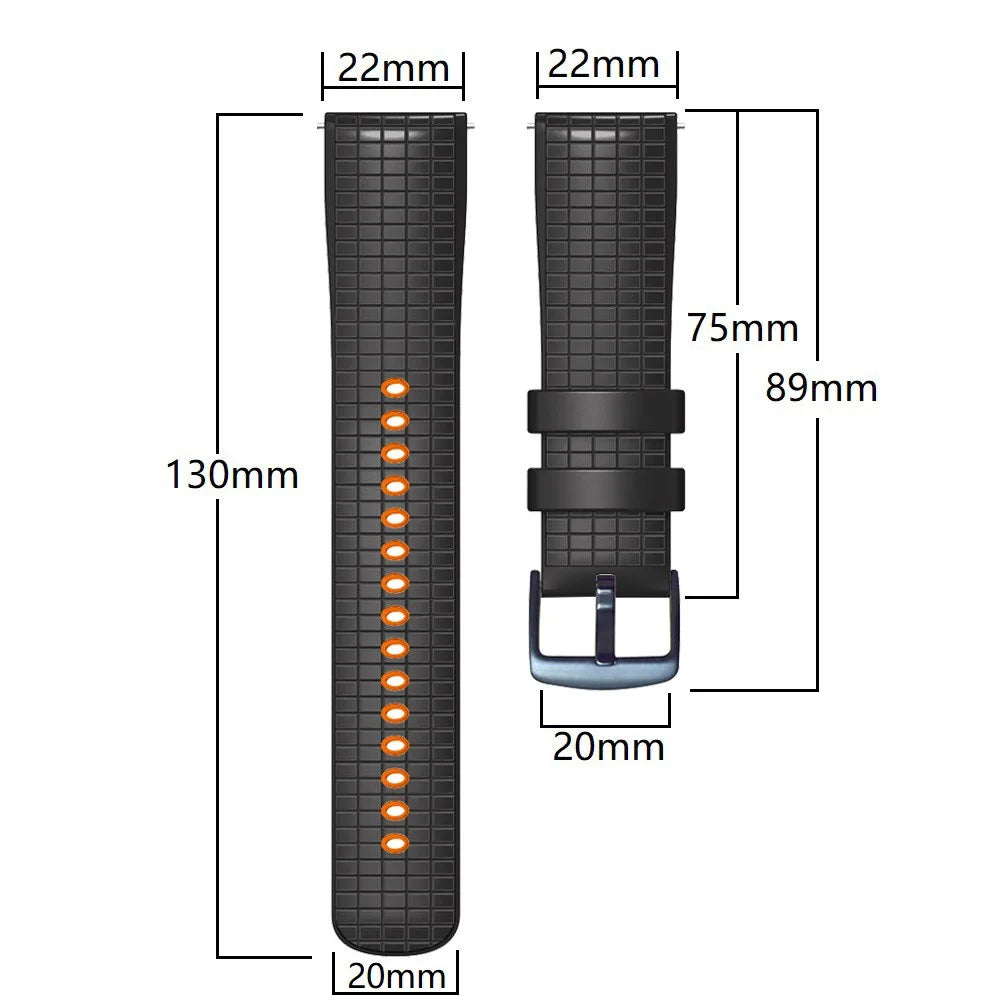 Quick Release Watch Band For Huawei Watch Buds / GT3 SE / GT3 Pro , Grids Texture 22mm Dual-Color Silicone Straps - White / Orange - 5