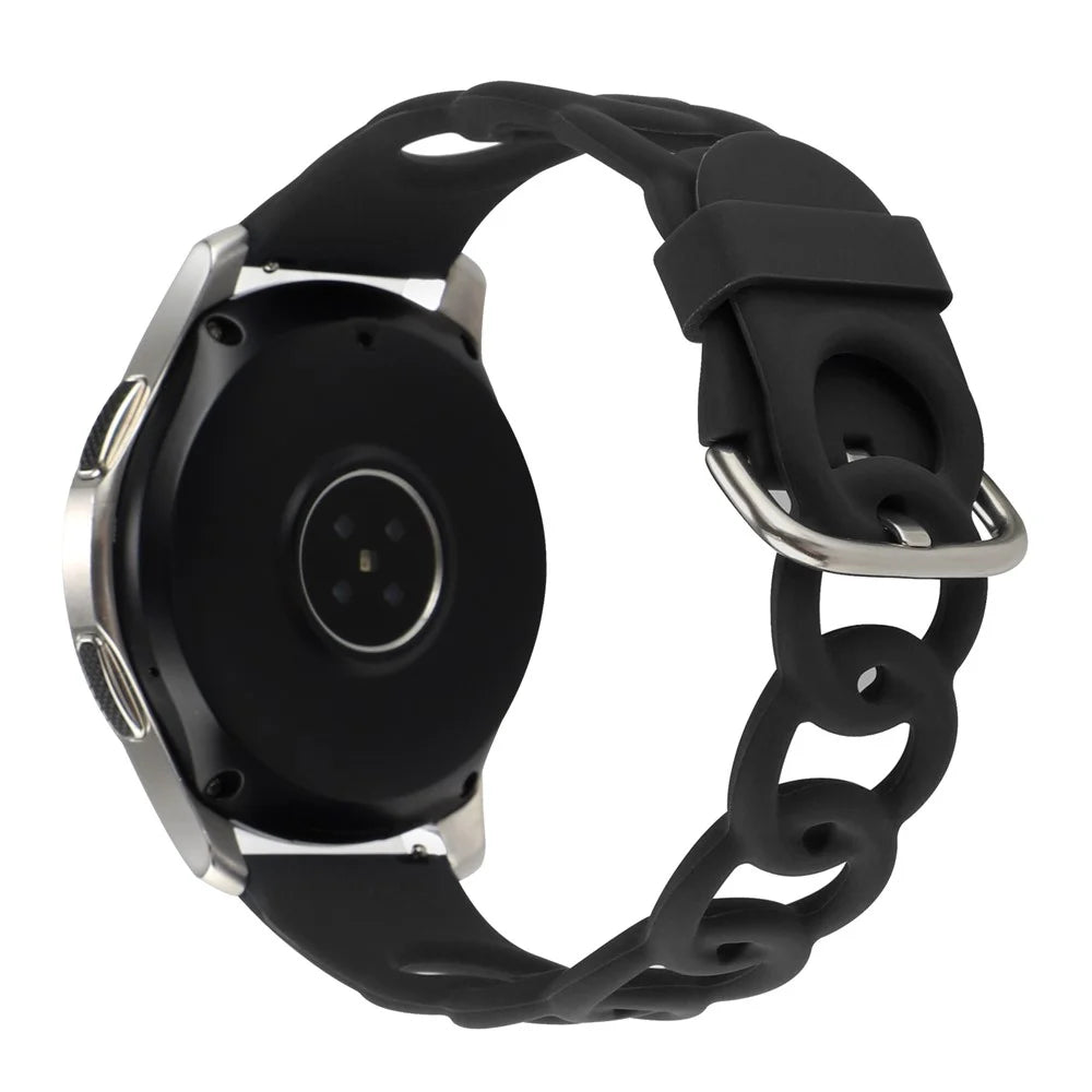 For Huawei Watch Buds / GT 3 SE / GT 3 Pro 46mm Silicone Watch Band 22mm Donut Hollow Replacement Wrist Strap - Black - 1