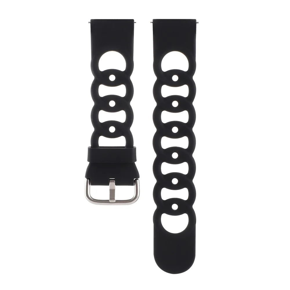 For Huawei Watch Buds / GT 3 SE / GT 3 Pro 46mm Silicone Watch Band 22mm Donut Hollow Replacement Wrist Strap - Black - 2