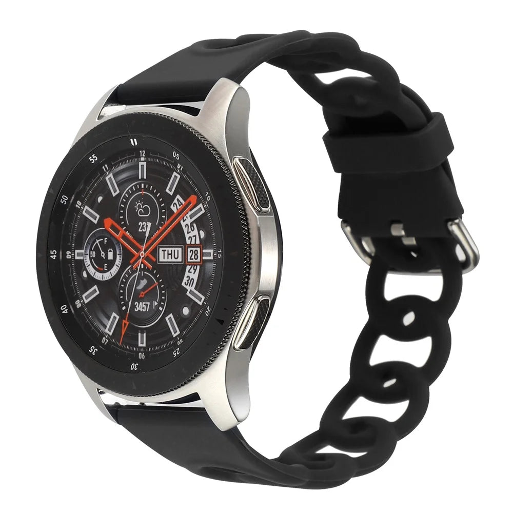 For Huawei Watch Buds / GT 3 SE / GT 3 Pro 46mm Silicone Watch Band 22mm Donut Hollow Replacement Wrist Strap - Black - 3