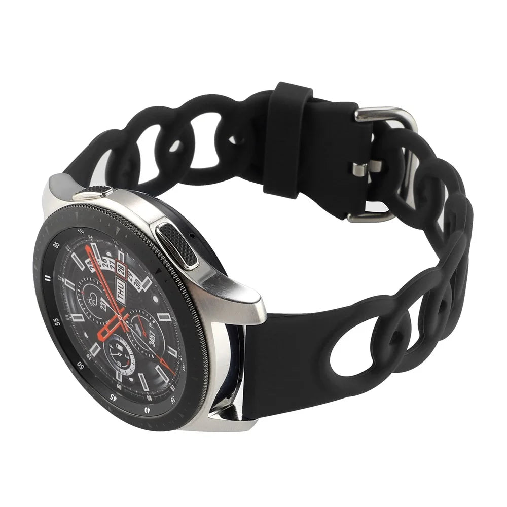For Huawei Watch Buds / GT 3 SE / GT 3 Pro 46mm Silicone Watch Band 22mm Donut Hollow Replacement Wrist Strap - Black - 4