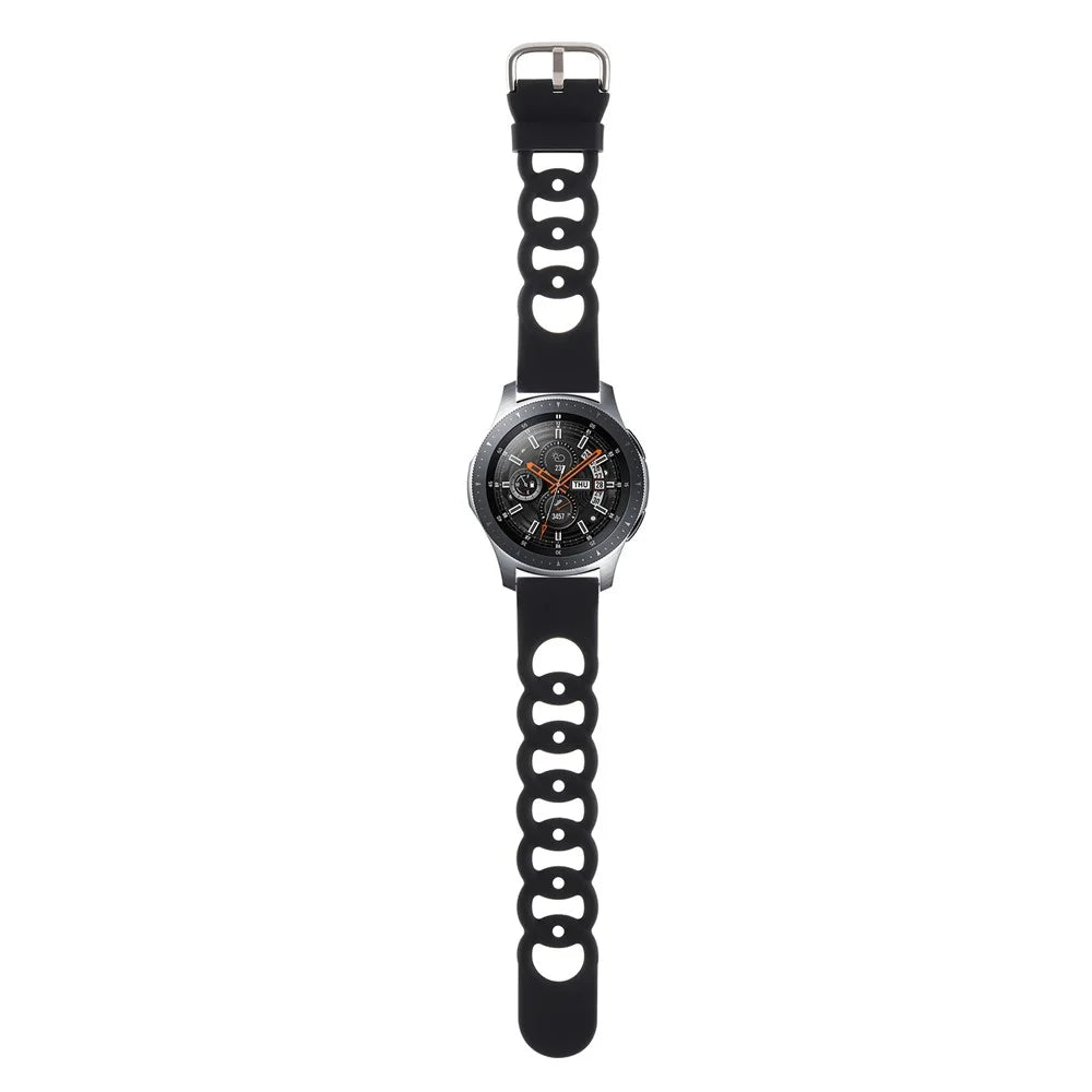 For Huawei Watch Buds / GT 3 SE / GT 3 Pro 46mm Silicone Watch Band 22mm Donut Hollow Replacement Wrist Strap - Black - 5