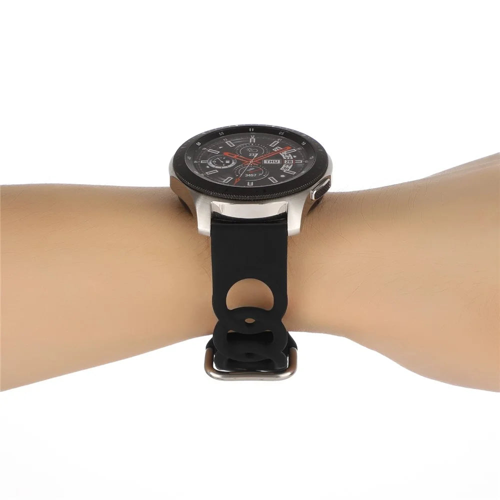 For Huawei Watch Buds / GT 3 SE / GT 3 Pro 46mm Silicone Watch Band 22mm Donut Hollow Replacement Wrist Strap - Black - 6